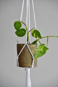 Kwietnik Makrama Biały Ażurowy