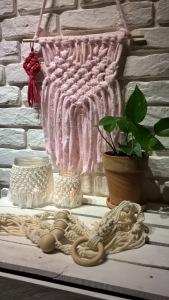 Makatka makrama - LOVE2ROPE - Serce Pudrowe