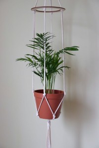 Kwietnik makrama wiszący z obręczą- Naturalny