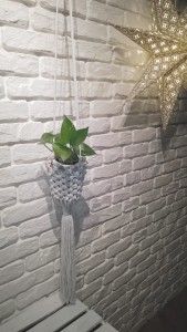 Kwietnik wiszący makrama Basket - Szary Jasny