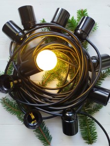 Girlanda na zamówienie 3,5 m - 8xE27 - kabel prosty - wewnętrzna - czarna matowa
