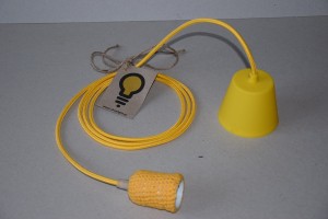 Lampa wisząca COTTON - oprawka bawełniana - żółta