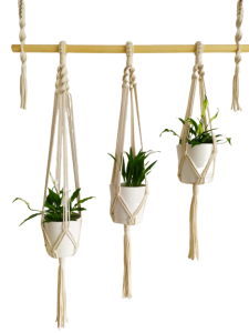 Zestaw kwietnik makrama wiszący x 3 Naturalny  Elegancki