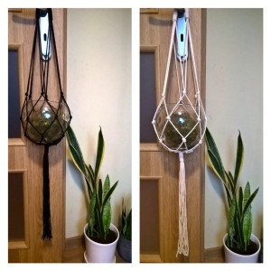 Criss-Cross-Kwietnik makrama naturaly/czarny Siatka 