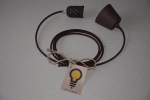 Lampa wisząca COTTON - oprawka bawełniana - brązowa 
